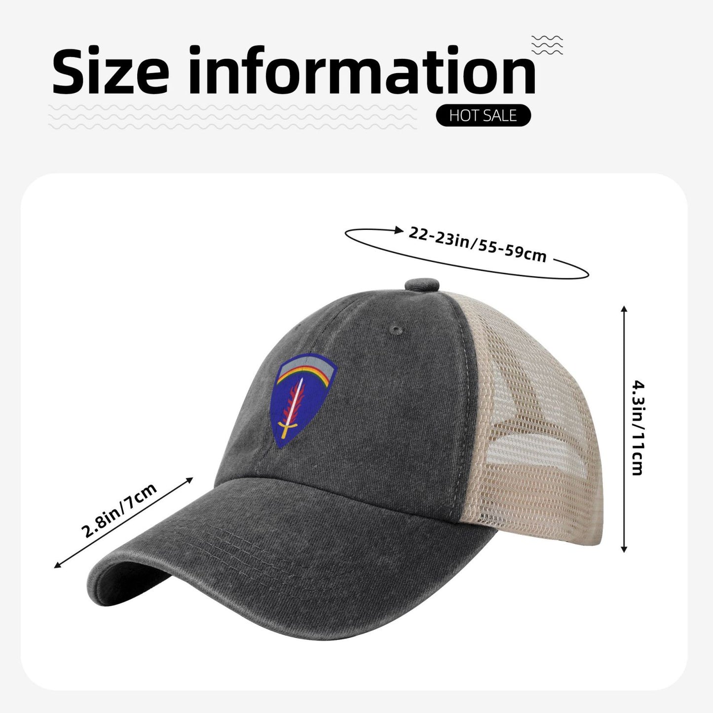 USAREUR Insignia Printed unisex baseball cap adjustable grid baseball cap veteran gift