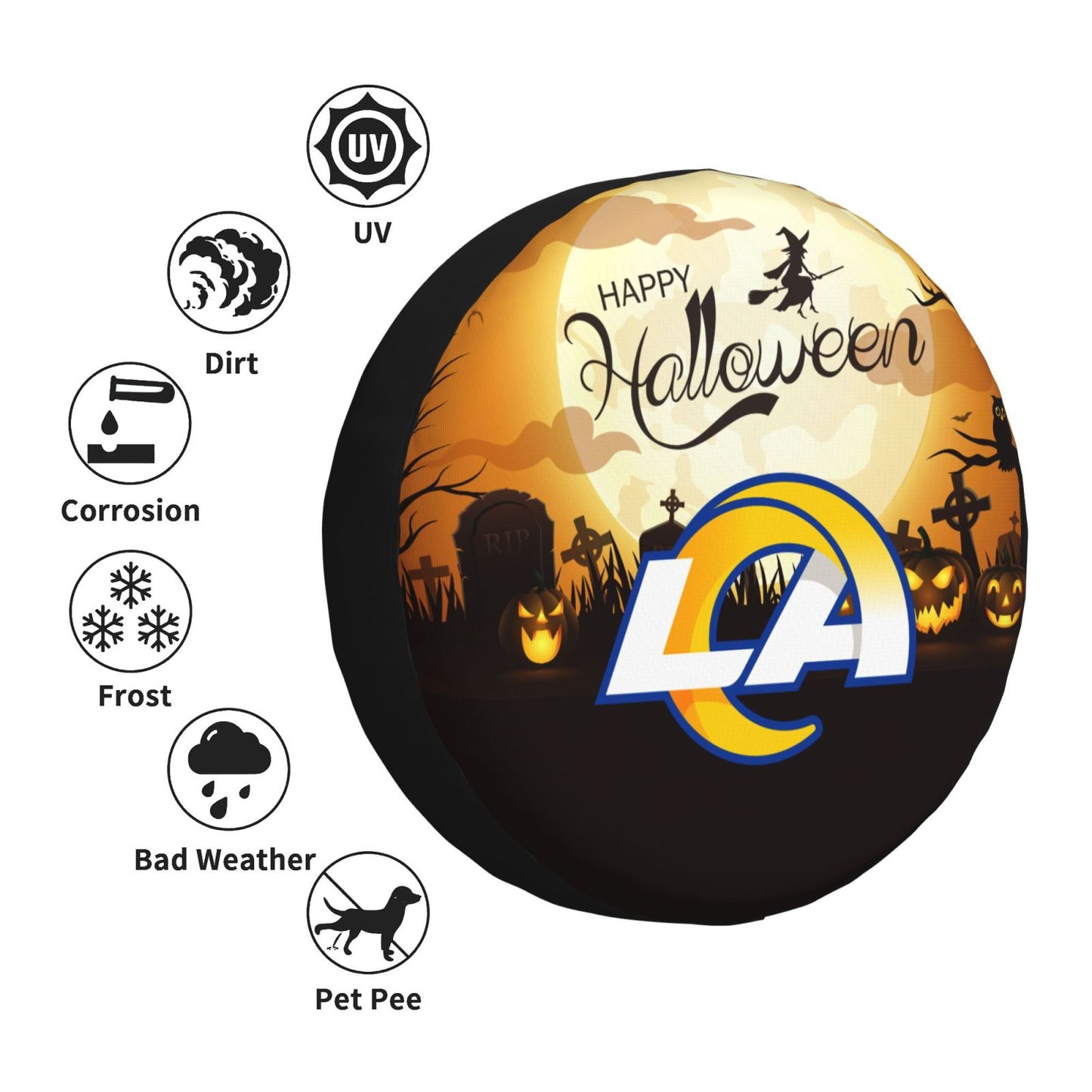 Los Angeles Rams Print Halloween background printed tire dust cover car tire cover