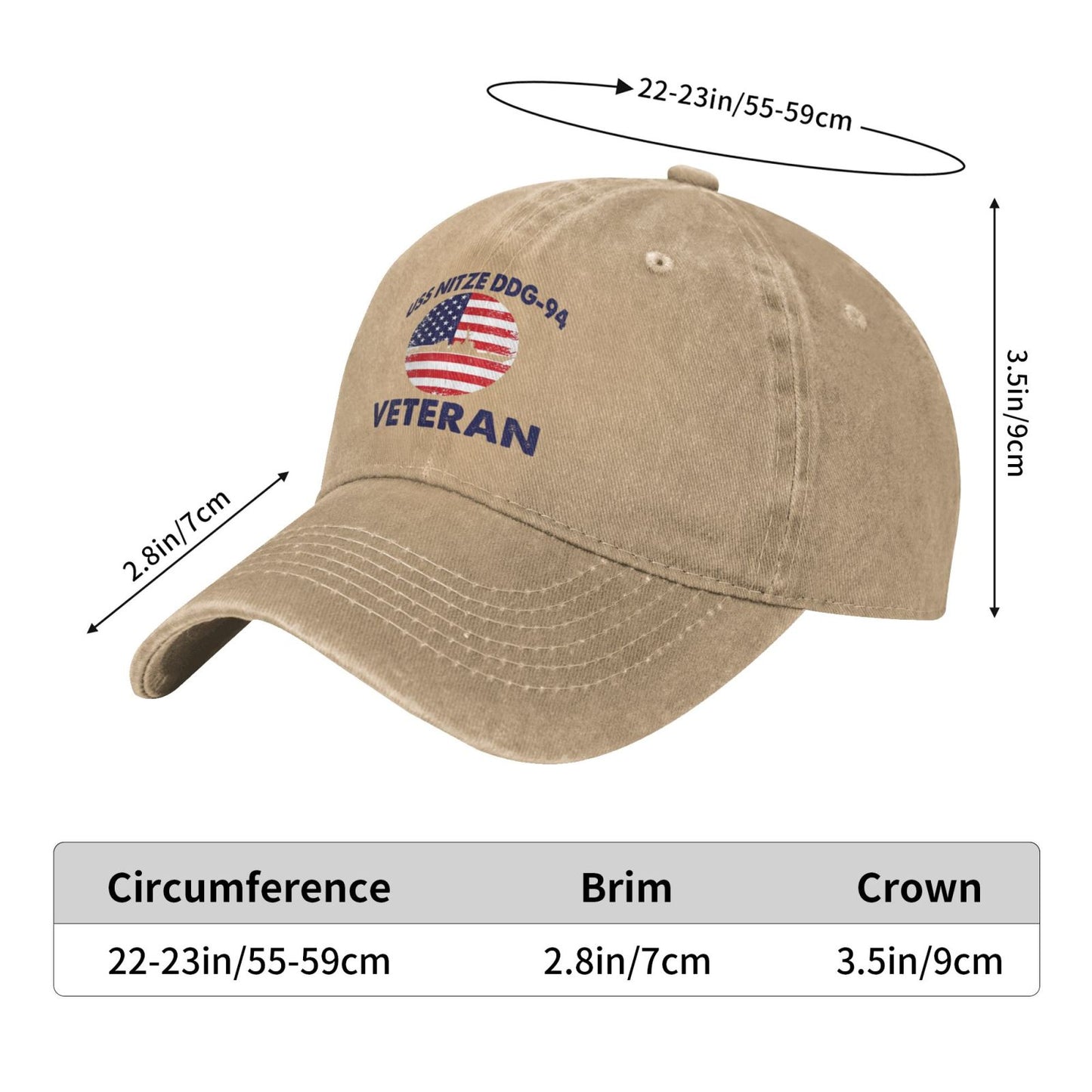 USS Nitze (DDG-94) print Unisex baseball cap adjustable sport hat veteran cap