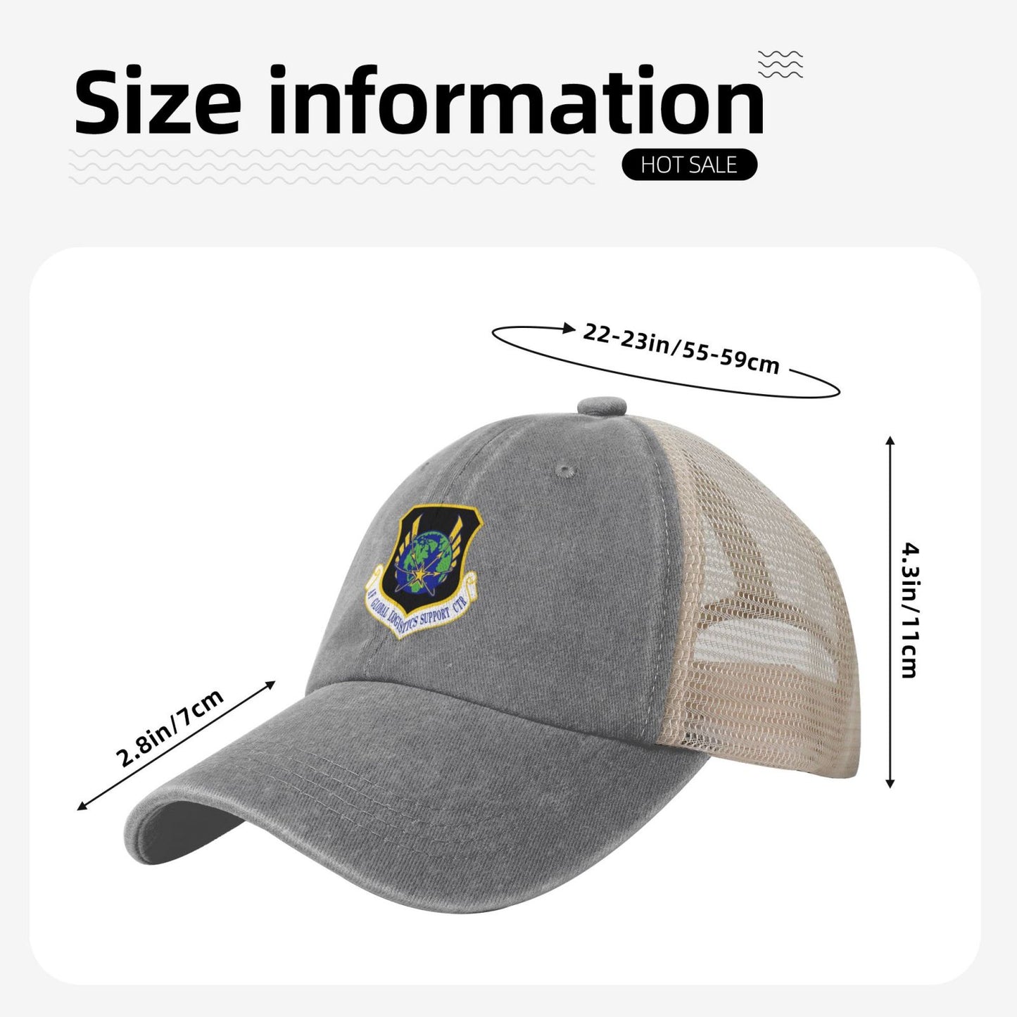 USAF-Global Logistical Support Center Printed unisex baseball cap adjustable grid baseball cap veteran gift