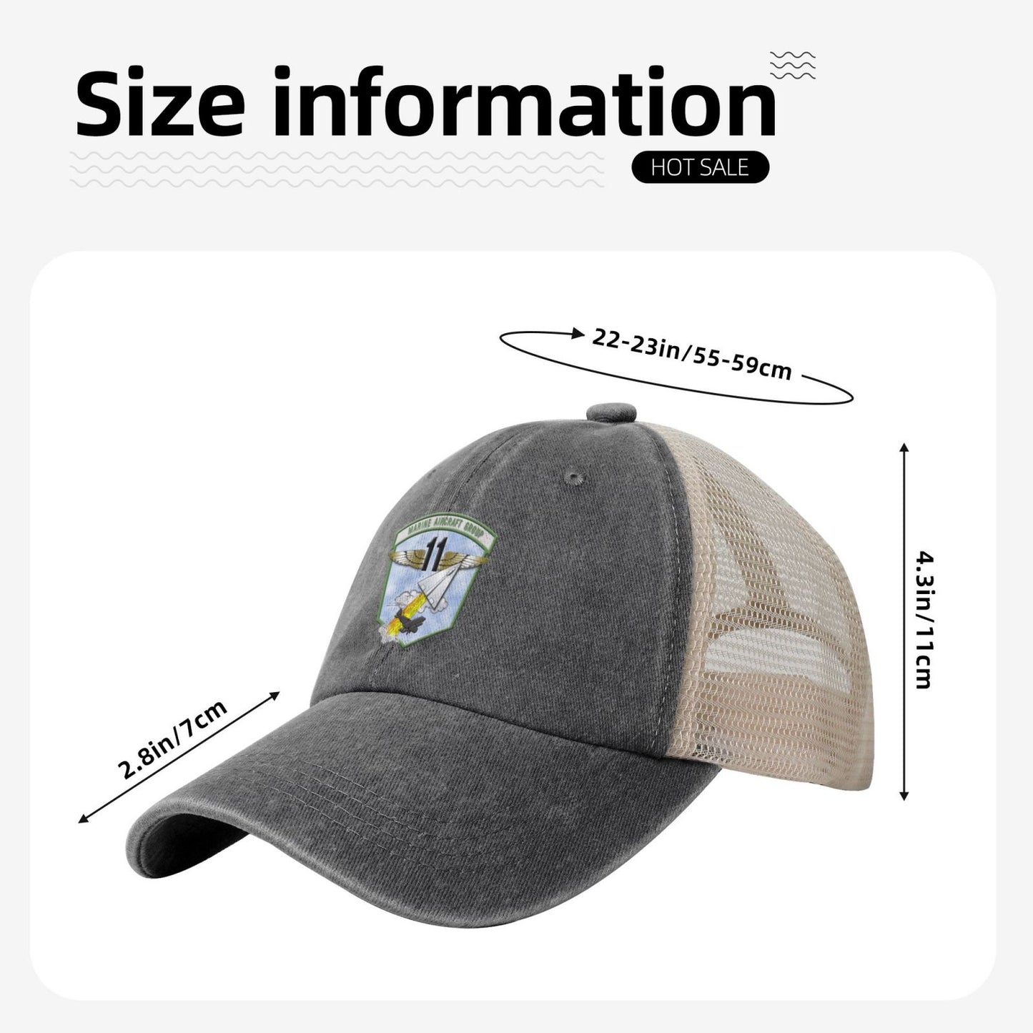 MAG-11 Insignia Printed unisex baseball cap adjustable grid baseball cap veteran gift
