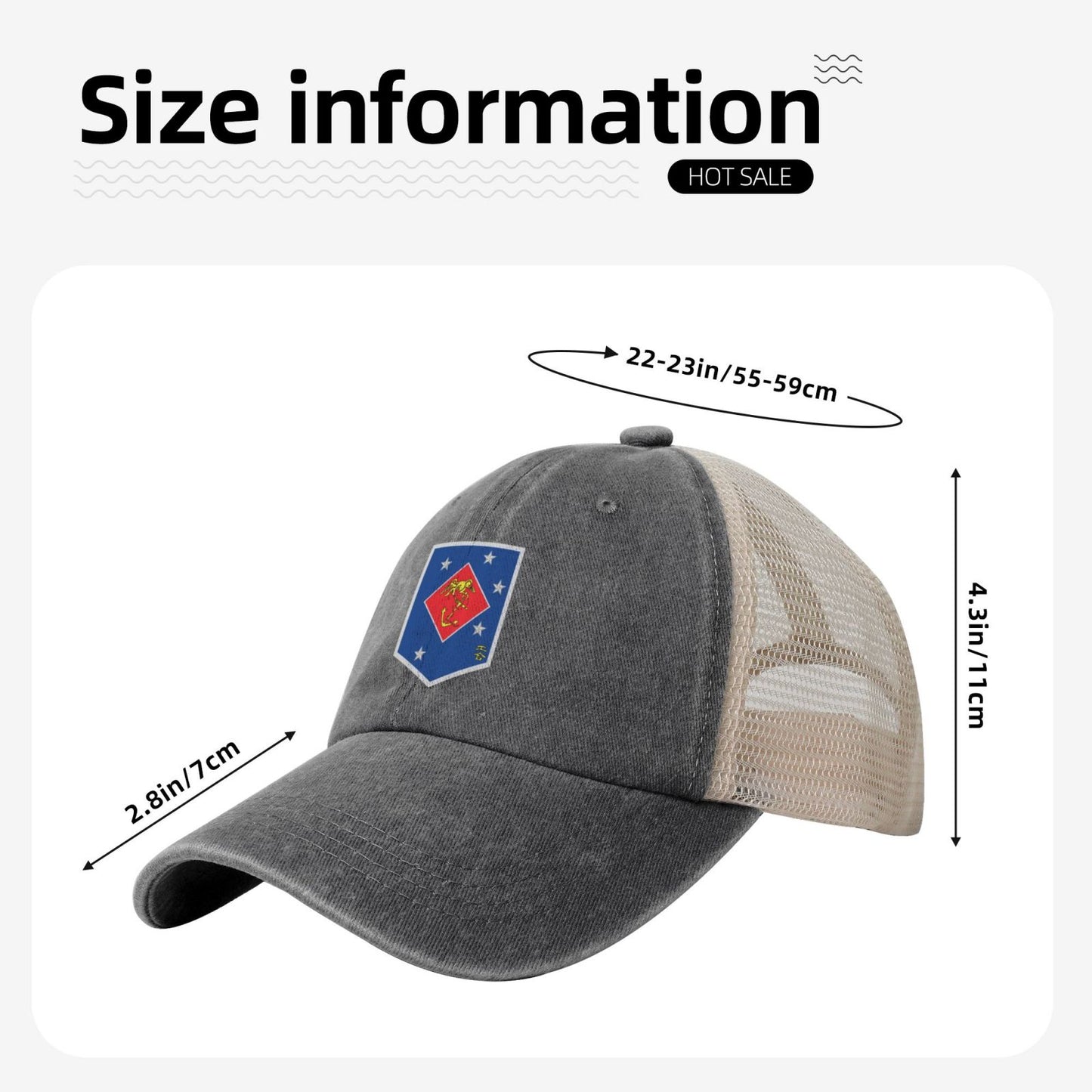 USMC MSOR Printed unisex baseball cap adjustable grid baseball cap veteran gift