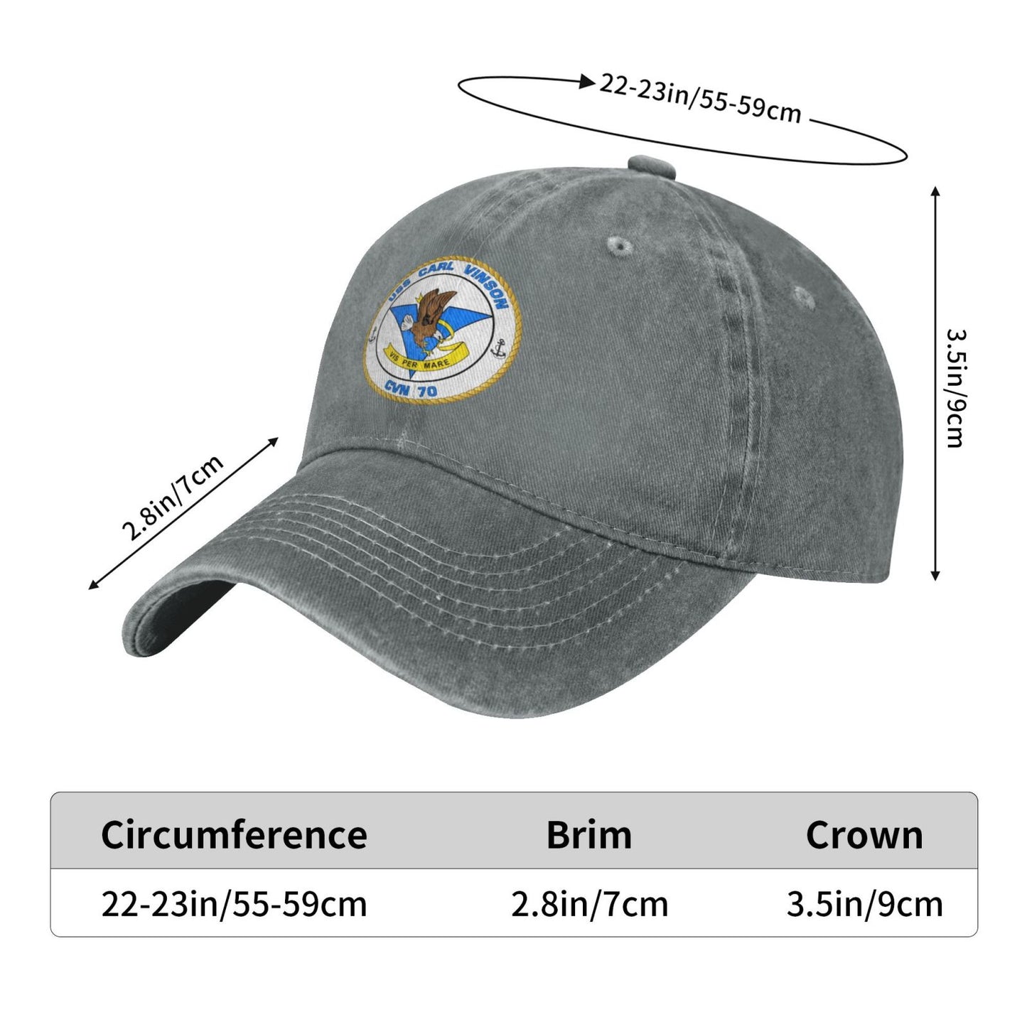 USS Carl Vinson CVN-70 Printed unisex baseball cap adjustable cap veteran gift