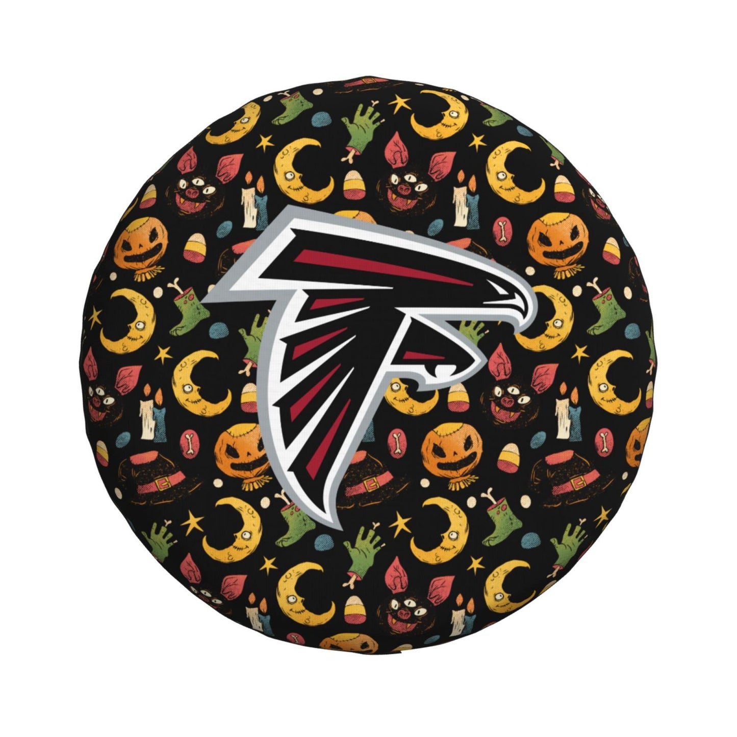 Atlanta Falcons logo Halloween Pumpkin Moon Print Car Tire Cover Tire Dust Cover