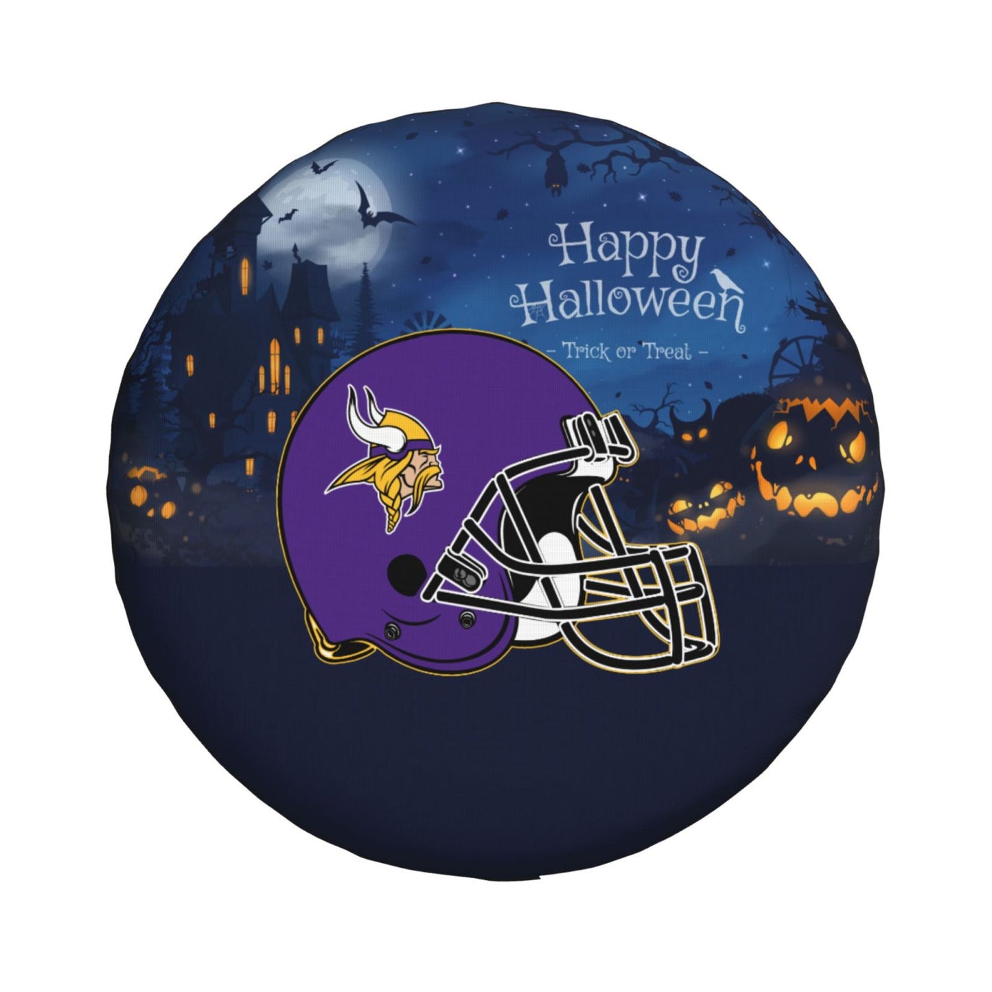Minnesota Vikings printed car tire cover Happy Halloween printed tire dust cover