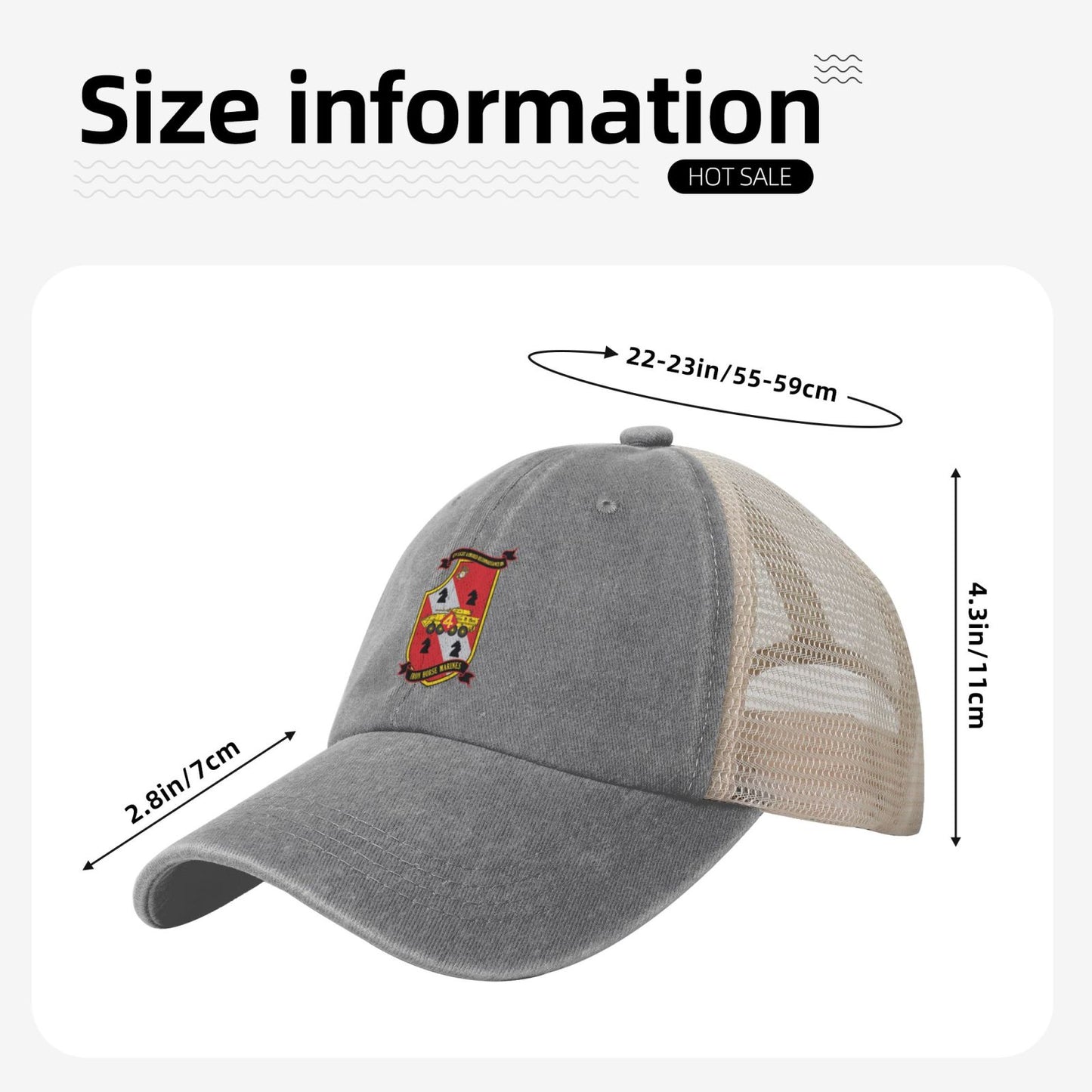 USMC-4th Light Armored Reconnaissance Battalion Printed unisex baseball cap adjustable grid baseball cap veteran gift