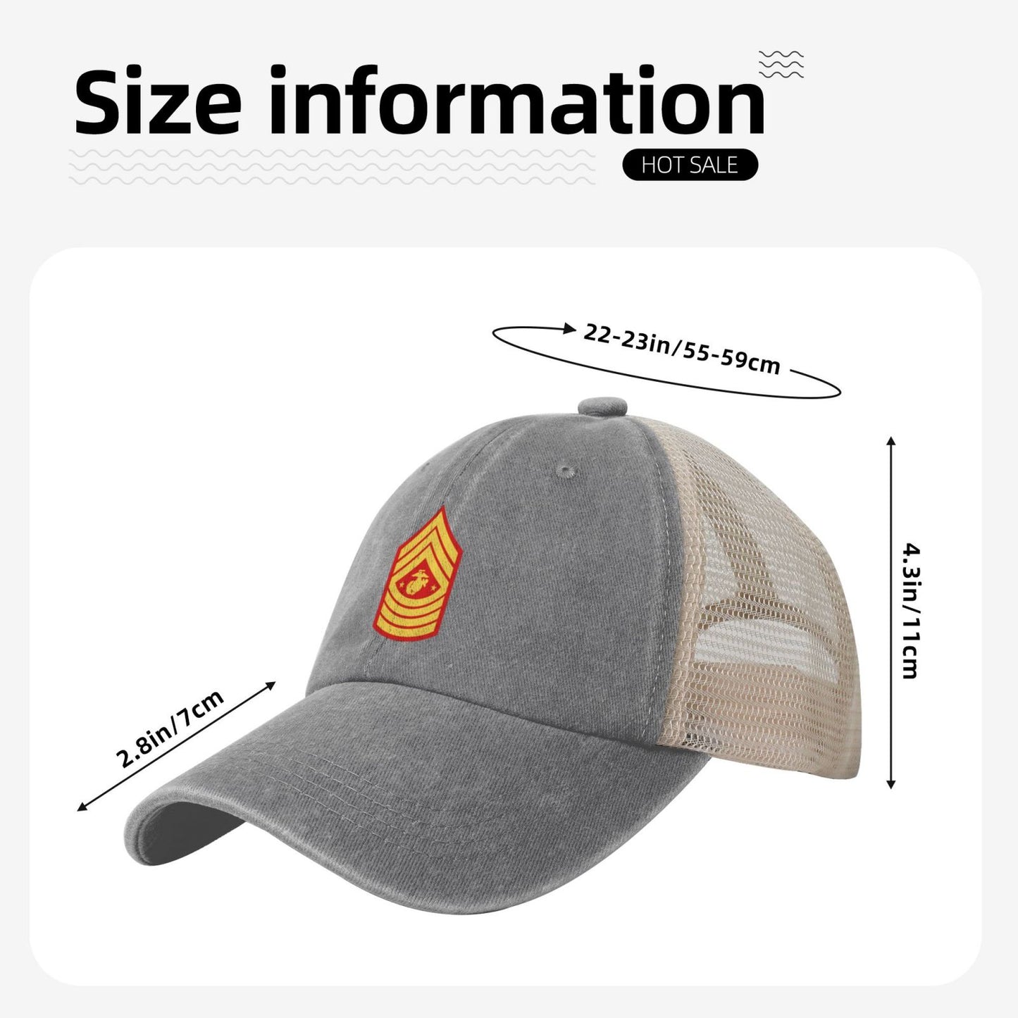USMC E9 SGMMC Printed unisex baseball cap adjustable grid baseball cap veteran gift