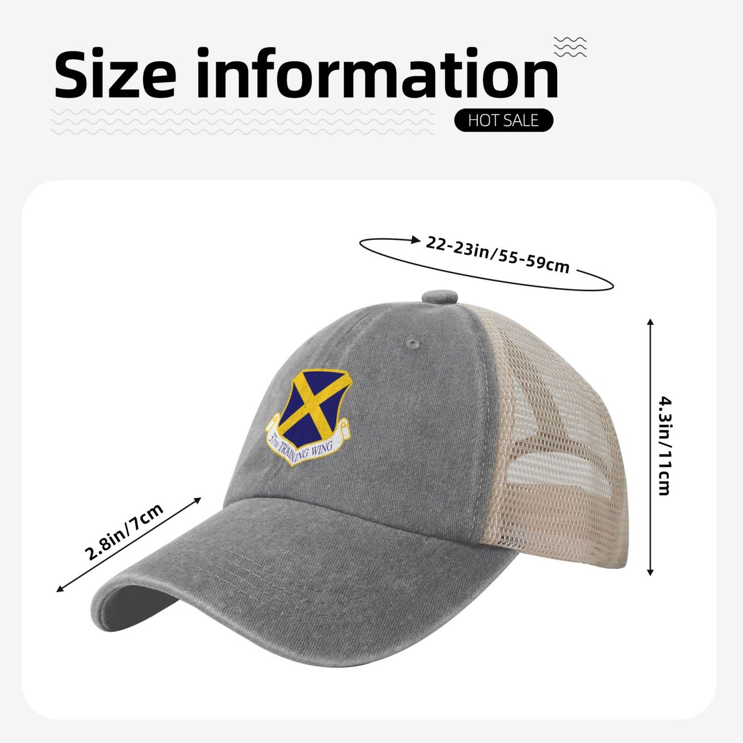 37th Training Wing Printed unisex baseball cap adjustable grid baseball cap veteran gift