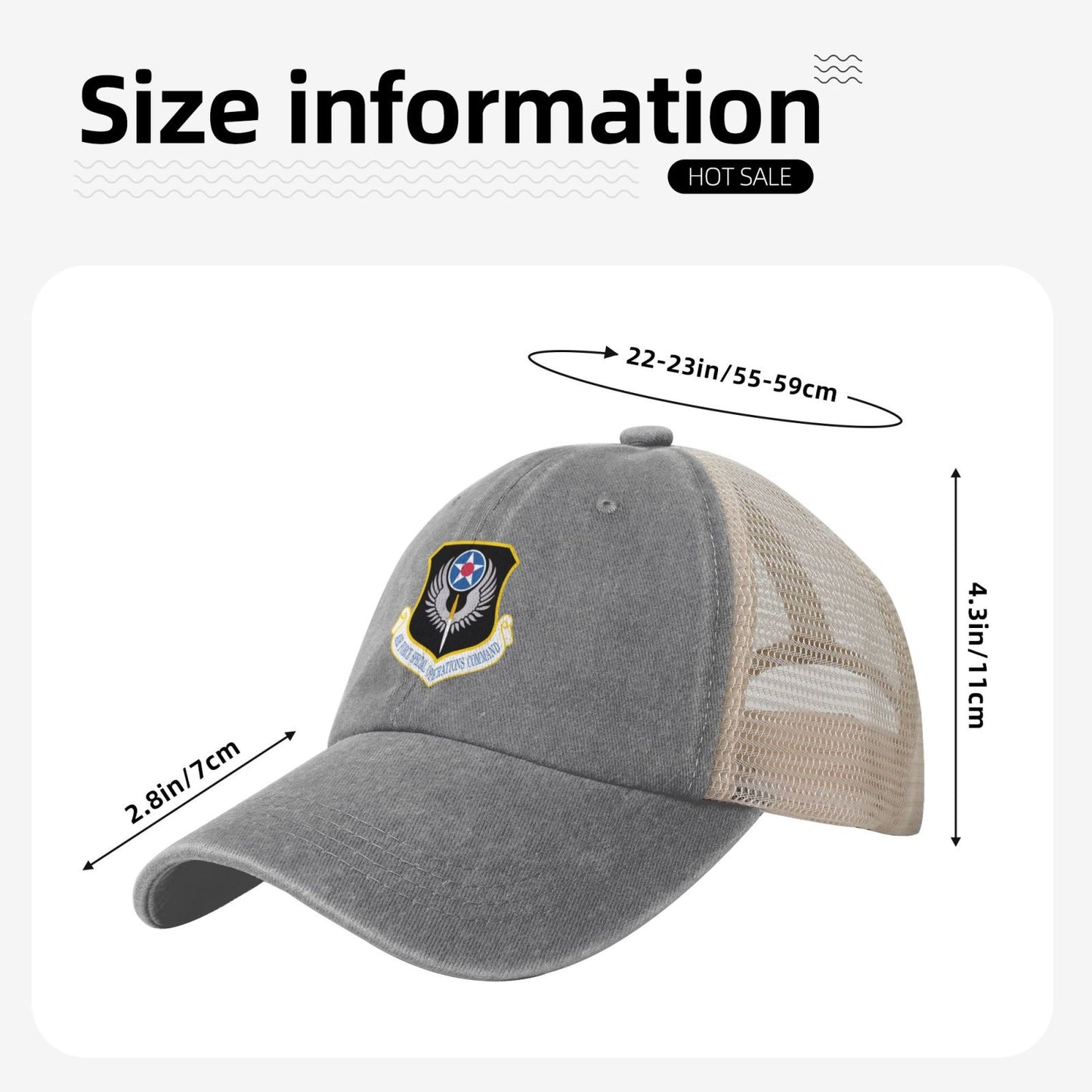 USAFSpecial Operations Command Printed unisex baseball cap adjustable grid baseball cap veteran gift
