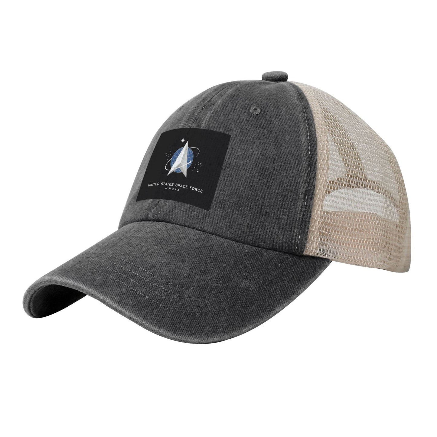 Flag Of The United States Space Force Printed unisex baseball cap adjustable grid baseball cap veteran gift
