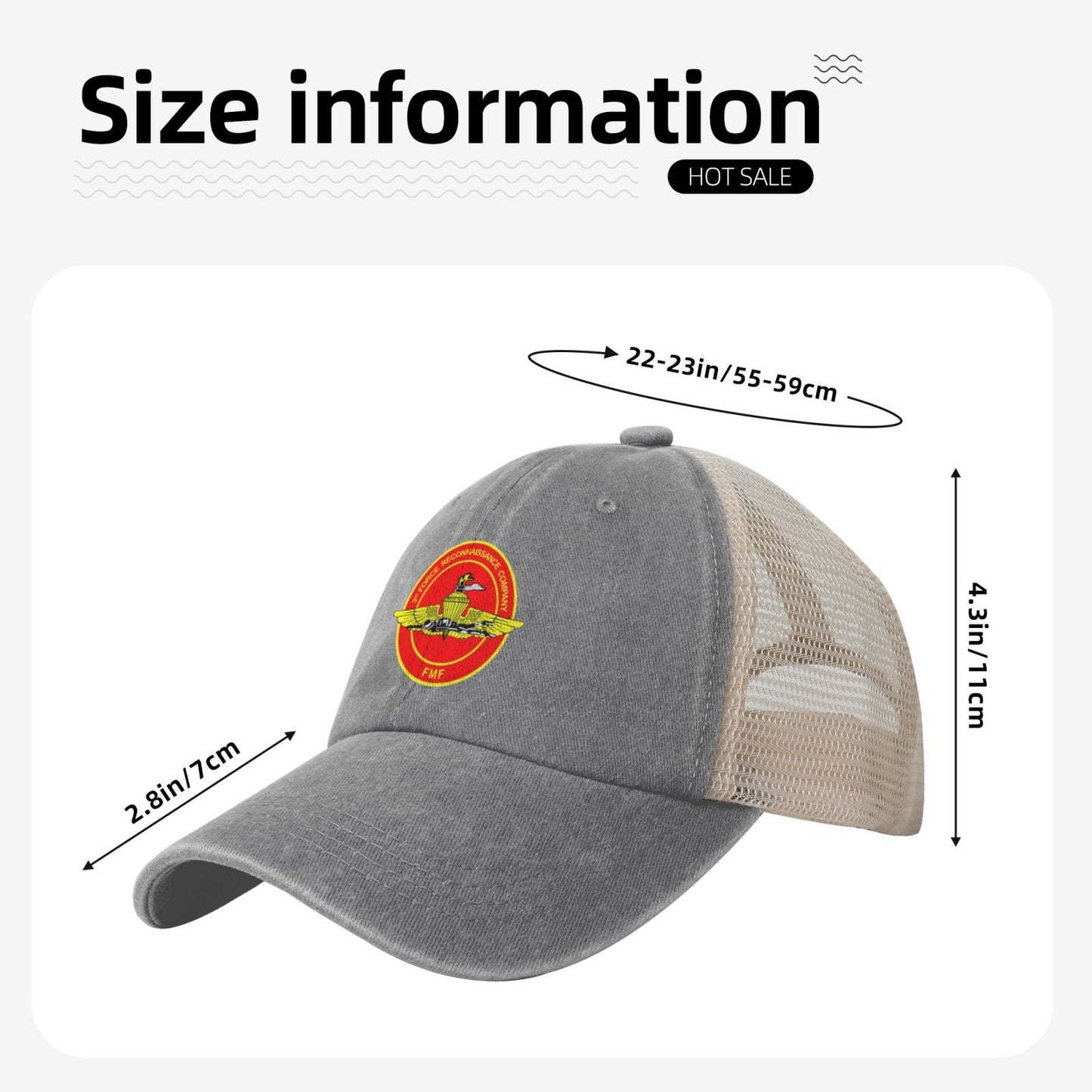 3rd FORECON Printed unisex baseball cap adjustable grid baseball cap veteran gift