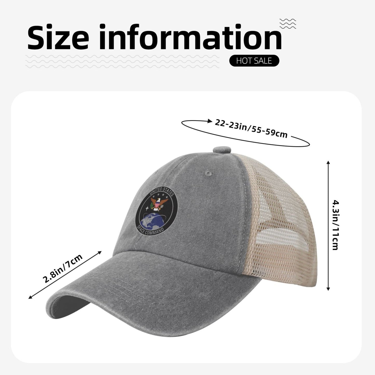 United States Space Command Emblem Printed unisex baseball cap adjustable grid baseball cap veteran gift