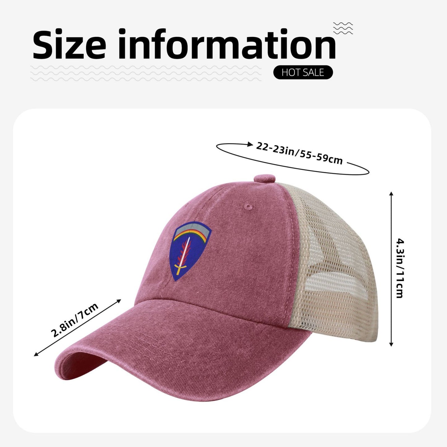 USAREUR Insignia Printed unisex baseball cap adjustable grid baseball cap veteran gift