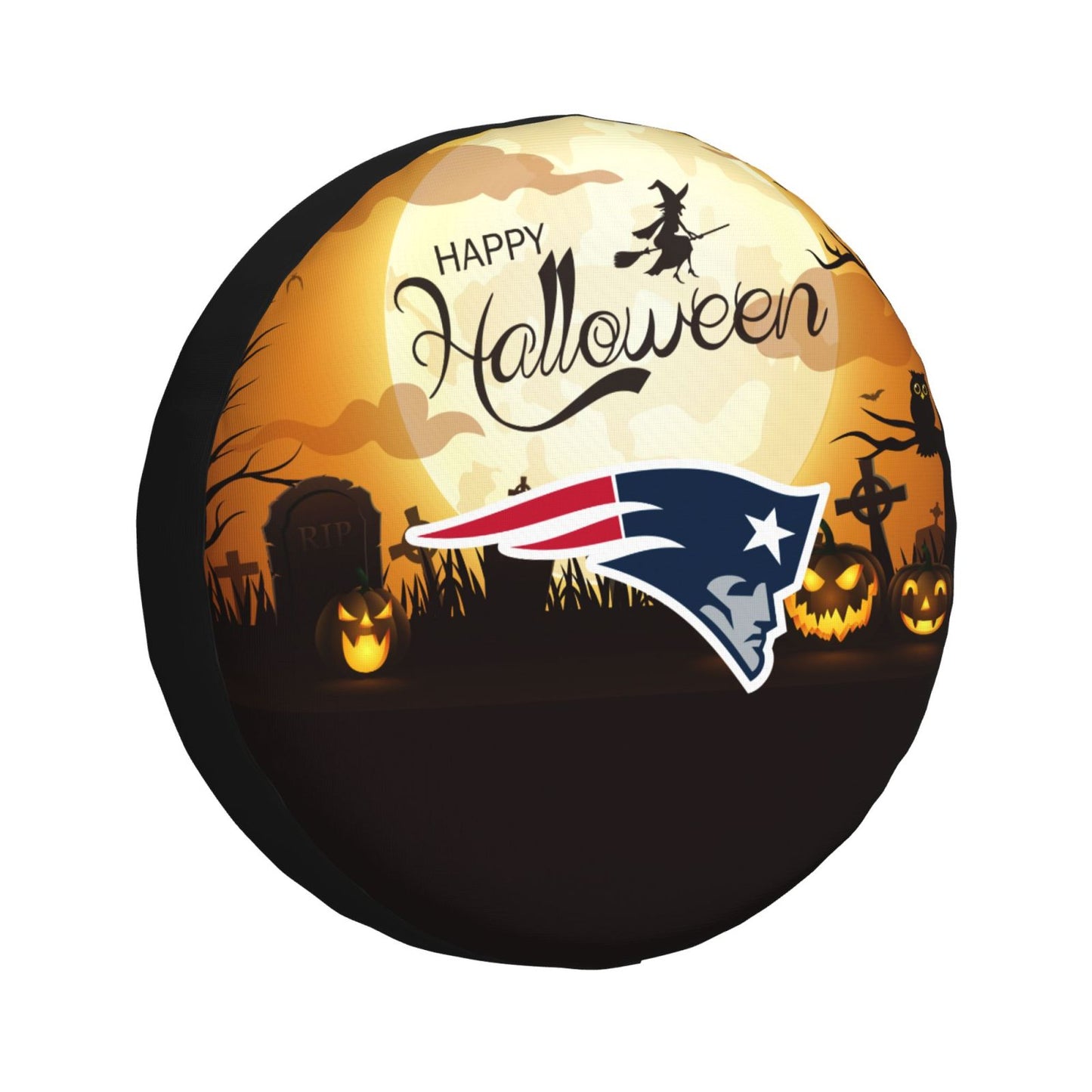 New England Patriots Print Halloween background printed tire dust cover car tire cover