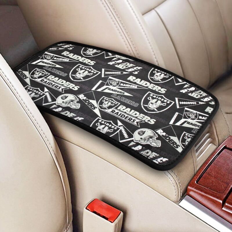 Car armrest box pad Las Vegas Raiders1 Printed central armrest box pad anti slip pad