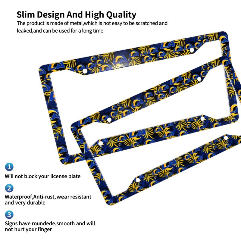 Los Angeles Rams Print Car license plate frame four hole license plate holder (one pair)