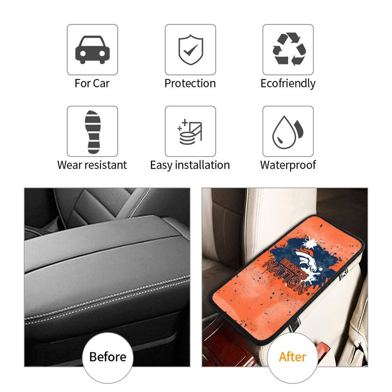 Denver Broncos print car center console armrest pad Car armrest box protective cover