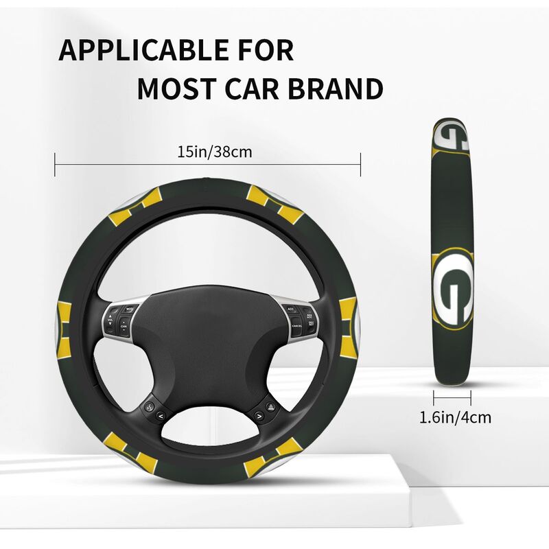 Green Bay Packers 2 Printed breathable elastic steering wheel cover anti slip cover