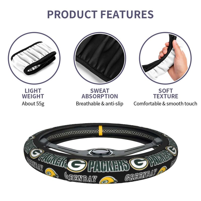 Green Bay Packers 2 Printed car protective cover elastic steering wheel cover