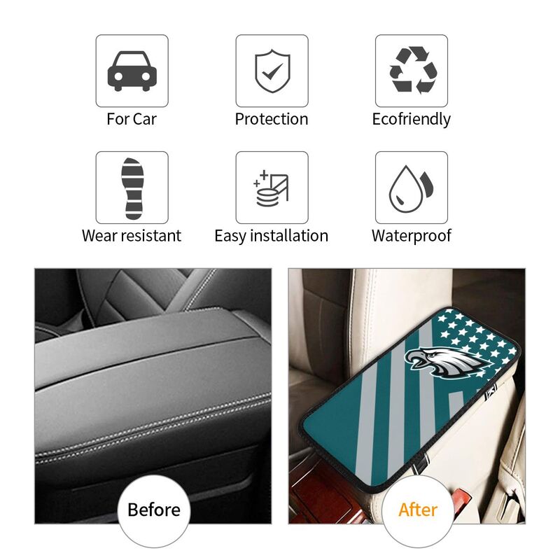 Car armrest box pad Philadelphia Eagles Printed central armrest box elbow pad
