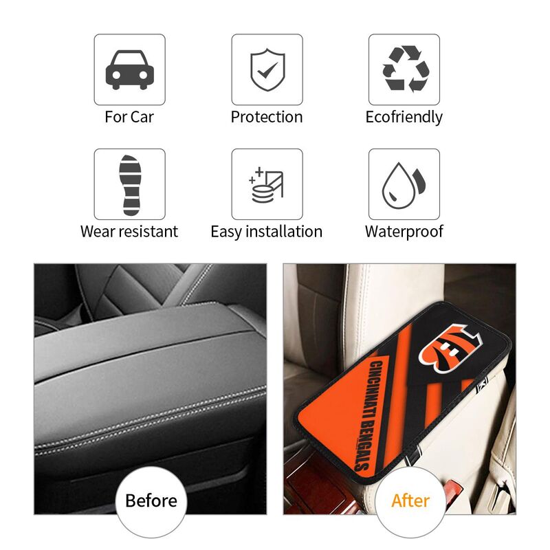 Car armrest box pad Cincinnati Bengals Printed central armrest box pad anti slip pad