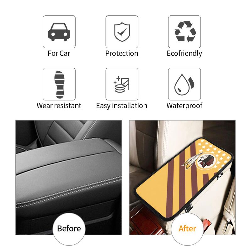 Car armrest box pad Washington Commanders Printed central armrest box pad protective pad