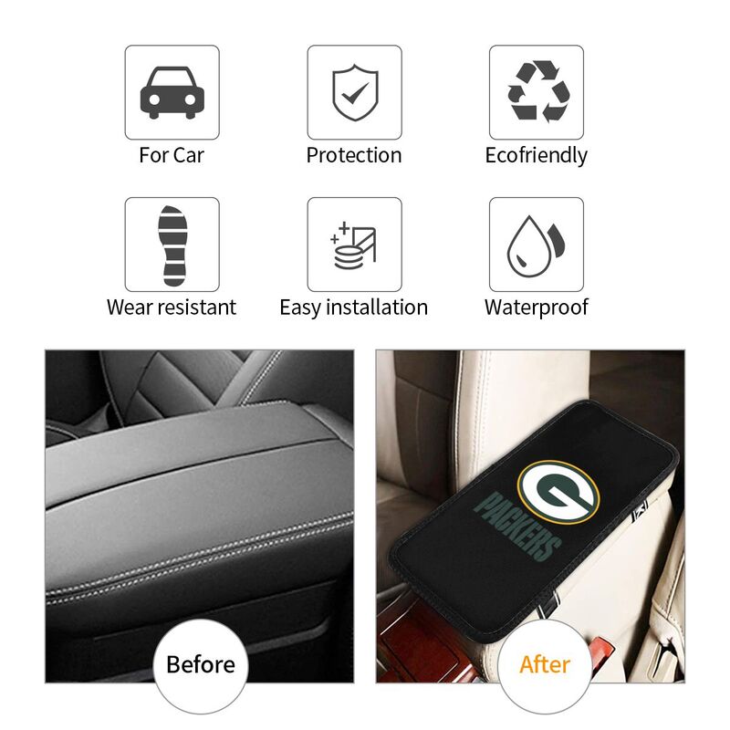 Car armrest box pad Green Bay Packers 2 Printed center armrest box pad protective pad