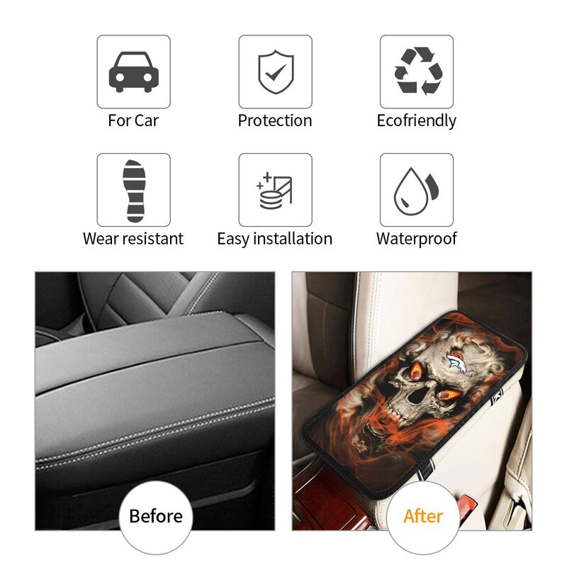 Denver Broncos Printed car armrest box pad elbow support anti slip pad