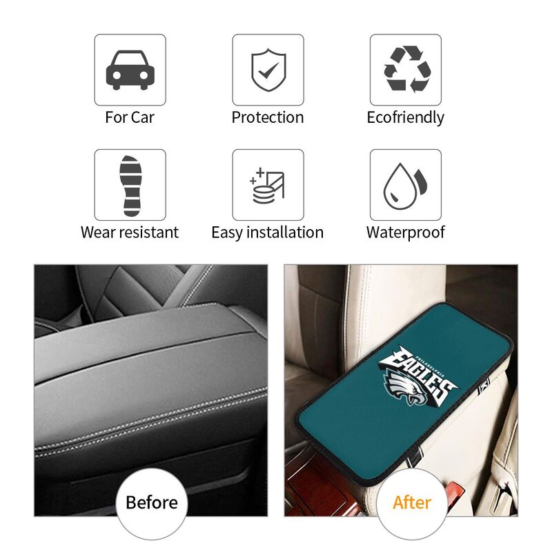 Car armrest box pad Philadelphia Eagles 1 Printed central armrest box elbow pad