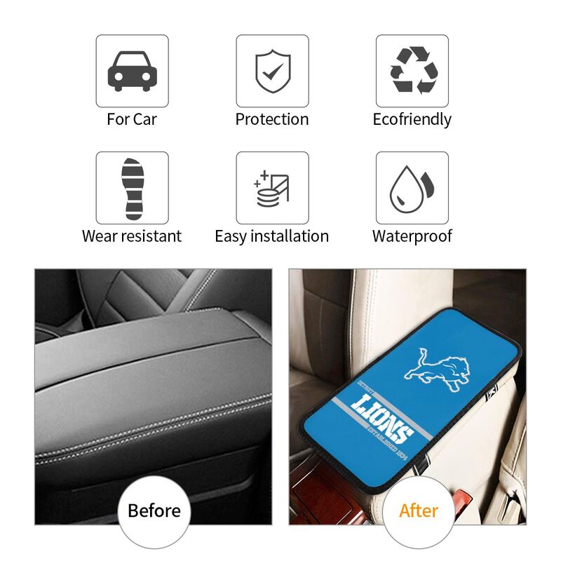 Detroit Lions Printed car armrest box pad Protective pad