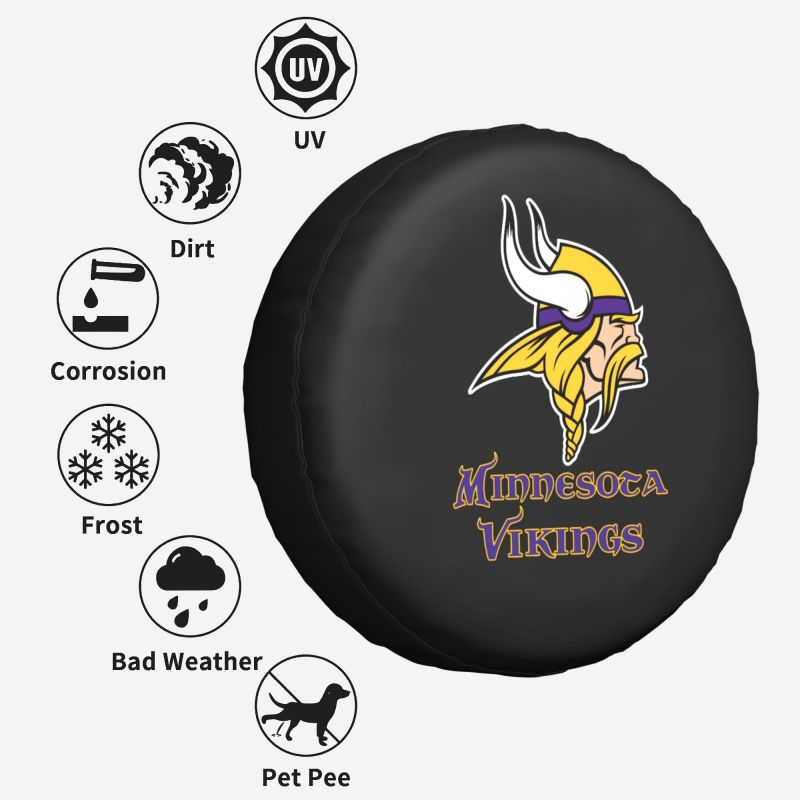 Minnesota Vikings Car tire protection cover spare tire waterproof and dustproof cover