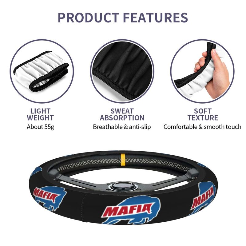 Buffalo Bills 6 Printed breathable anti slip cover elastic steering wheel cover