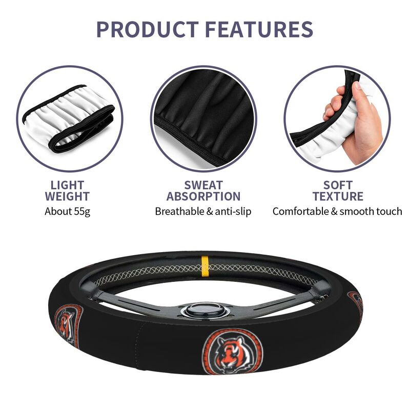 Cincinnati Bengals Printed car anti-skid cover elastic steering wheel cover