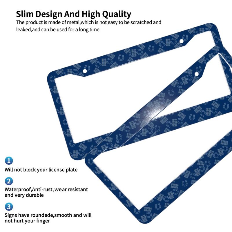 Indianapolis Colts Print front rear license plate holder circular hole license plate holder (one pair)