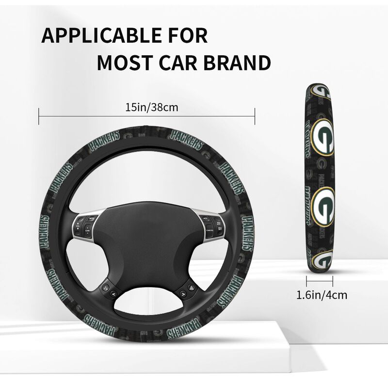 Green Bay Packers 1 Printed breathable anti slip cover elastic steering wheel cover