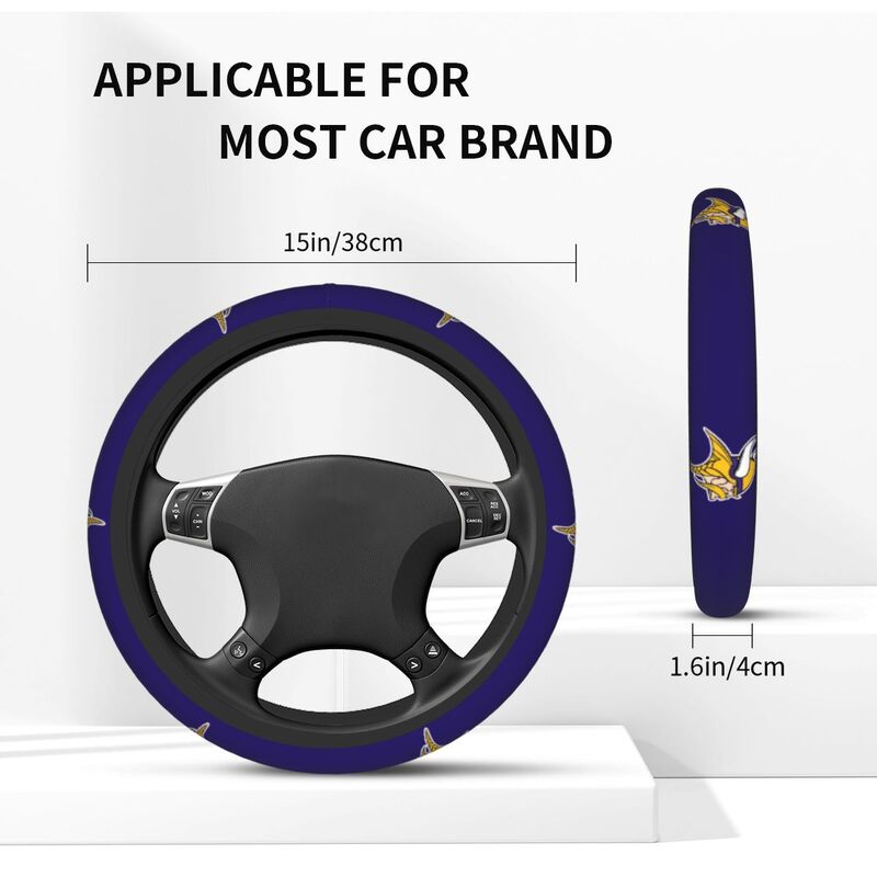 Minnesota Vikings 2 Printed breathable elastic steering wheel protective cover