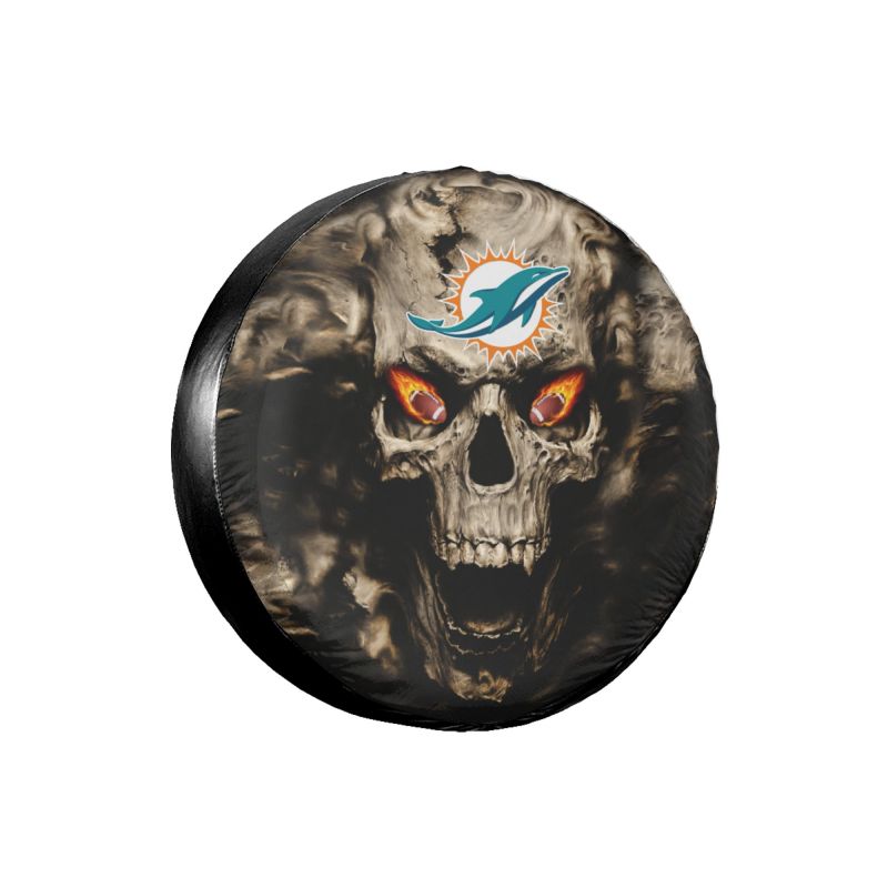 Miami Dolphins print Skull print car tire cover tire dust cover
