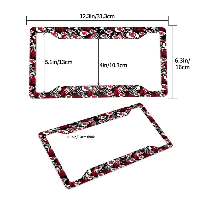 Kansas City Chiefs Print Car license plate frame four hole license plate holder (one pair)