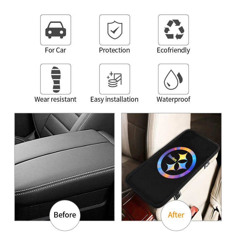 Car armrest box pad Pittsburgh Steelers 8 Printed central armrest box cushion protective pad