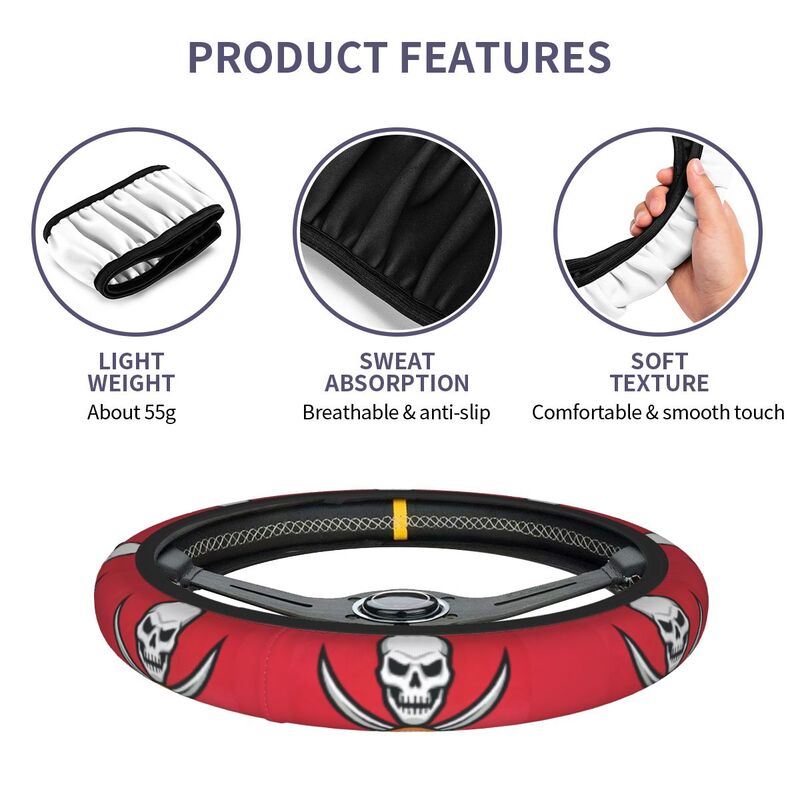 Tampa Bay Buccaneers 2 Printed breathable anti slip cover elastic steering wheel cover