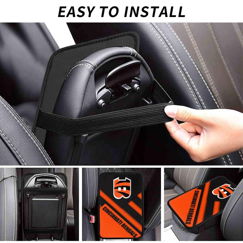 Car armrest box pad Cincinnati Bengals Printed central armrest box pad anti slip pad