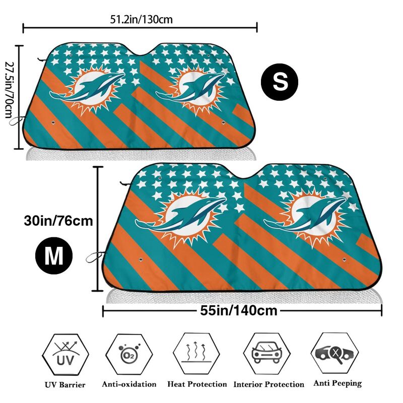 Miami Dolphins Print Car windshield sunshades suitable for front Car windshield sunshades
