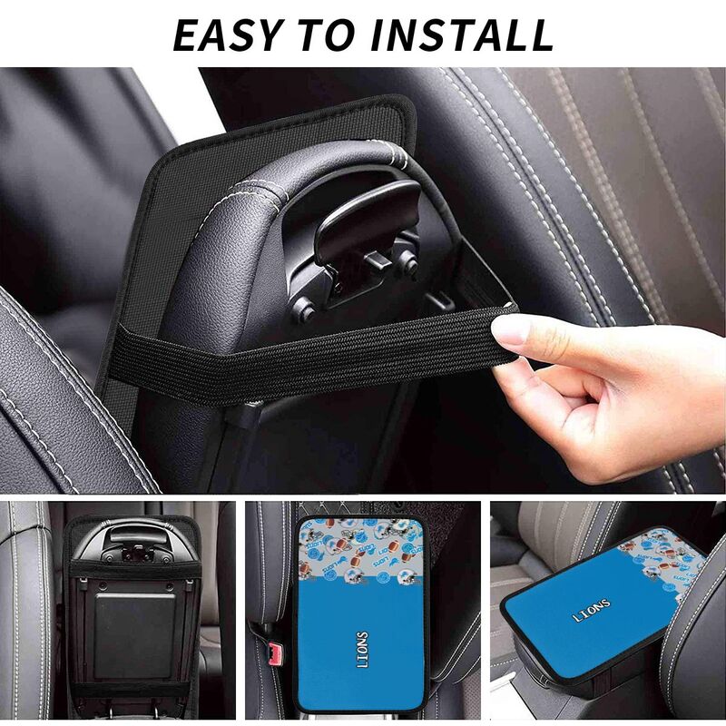 Detroit Lions print Car center console armrest pad car armrest protective cover