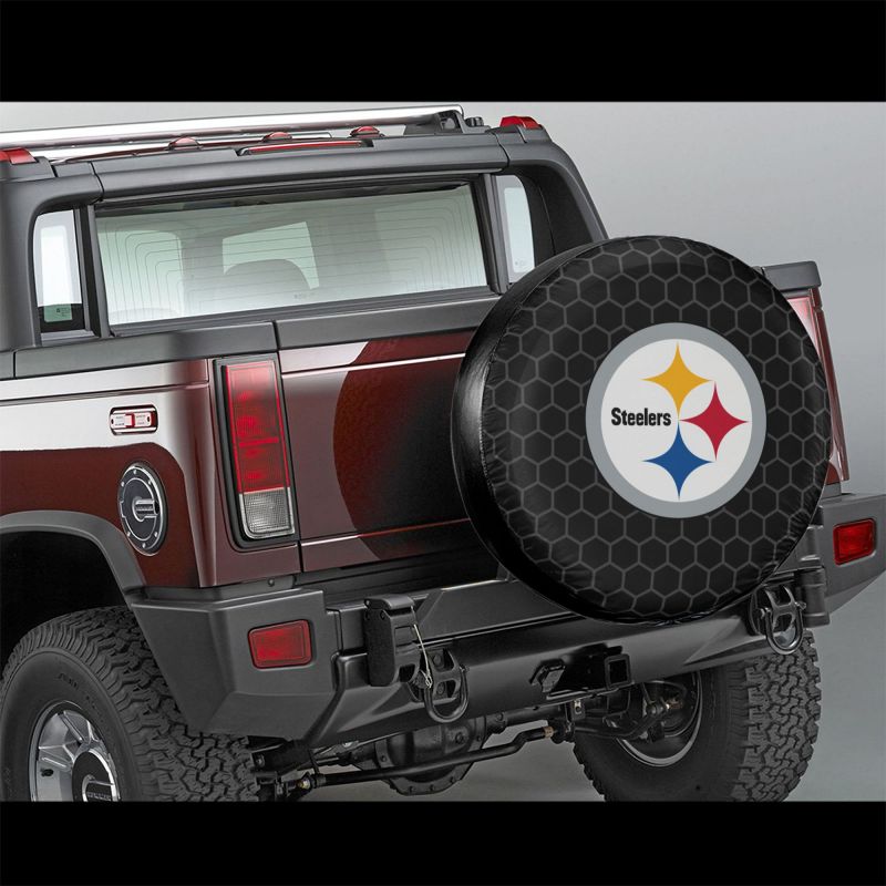 Pittsburgh Steelers Grid printed car tire cover dustproof and waterproof tire cover