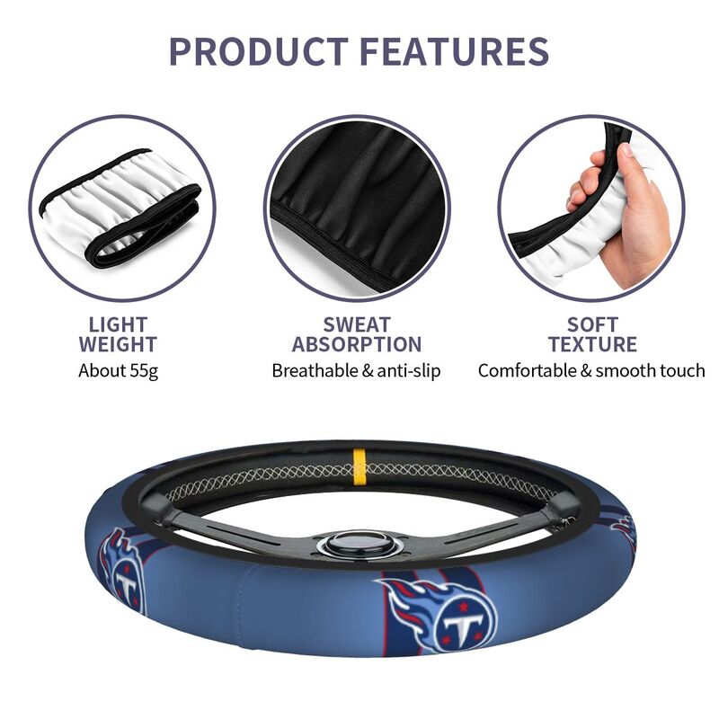 Tennessee Titans 2 Printed elastic steering wheel cover anti slip breathable