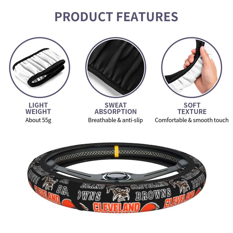 Cleveland Browns Printed car protective cover elastic steering wheel cover