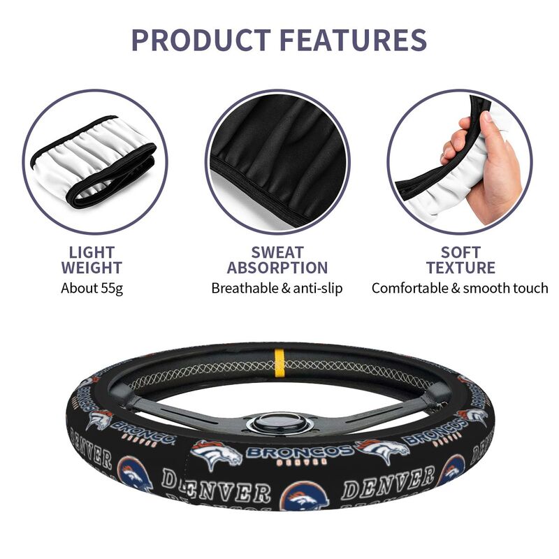 Denver Broncos Printed car protective cover elastic steering wheel cover