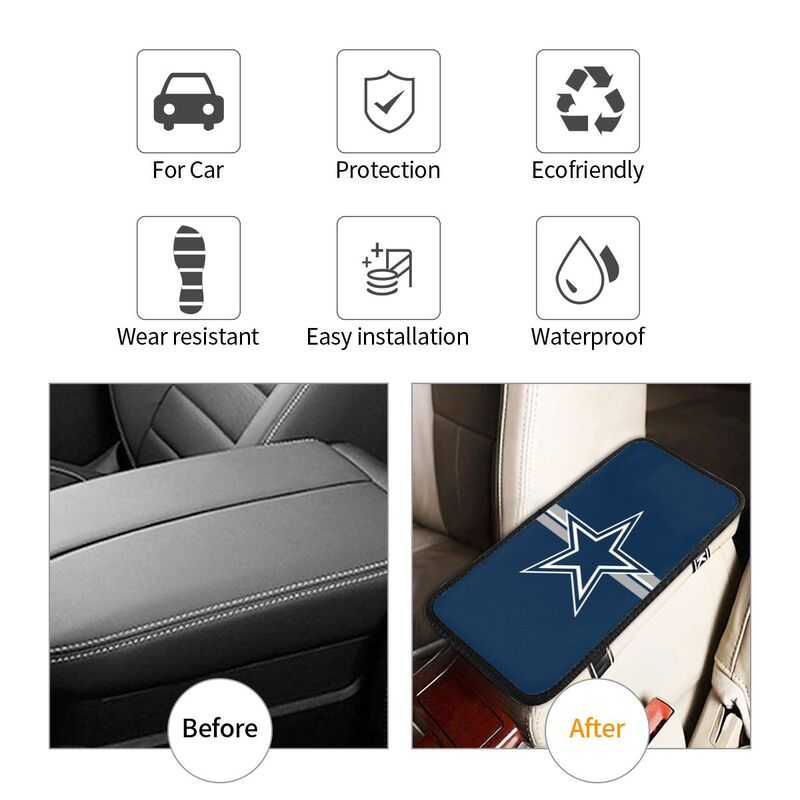 Car armrest box pad Dallas Cowboys 2 Printed central armrest box elbow pad