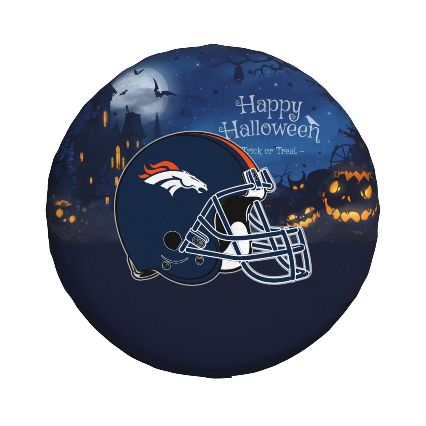 Denver Broncos printed car tire cover Happy Halloween printed tire dust cover