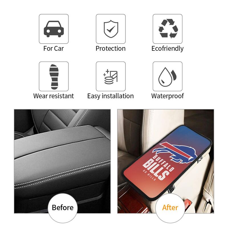 Car armrest box pad Buffalo Bills Printed central armrest box pad protective pad